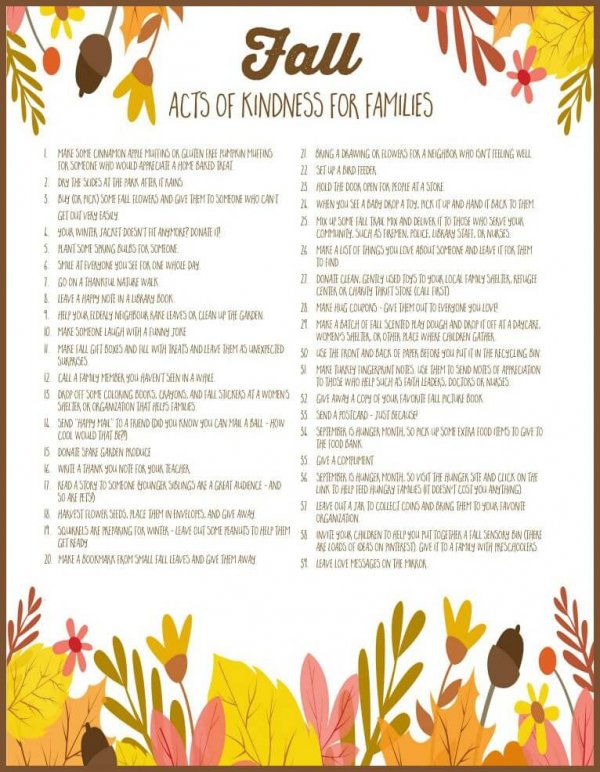 Fall Acts of Kindness For Families