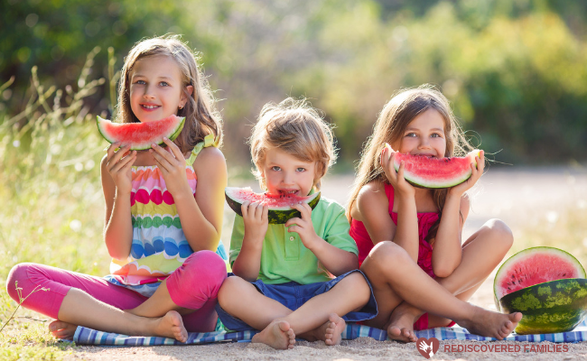 kids eating watermelon