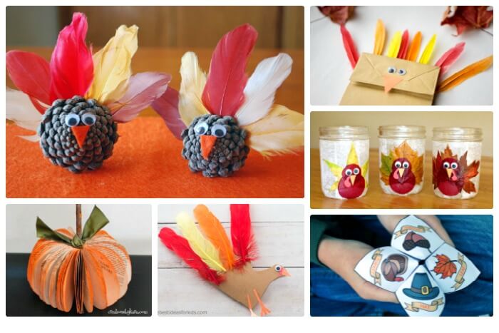 collage of Thanksgiving activities
