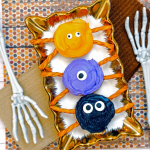 Pinterest pin for a post with instructions for making cinnamon roll spiders