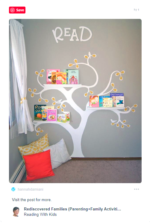 pinterest pin for a post about making a tree shelf