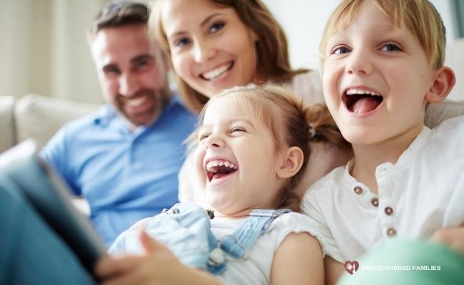 Family laughing together