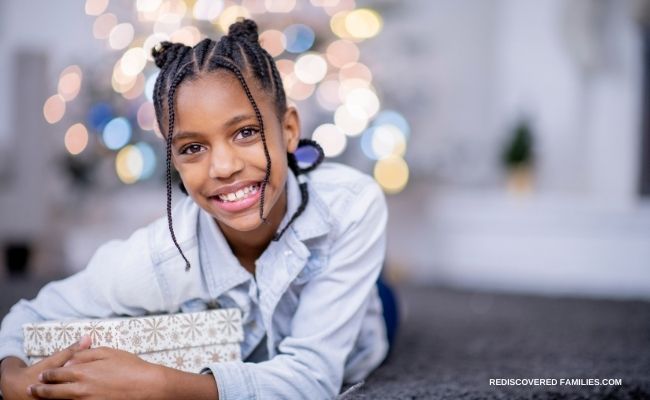 child with gift at Christmas
