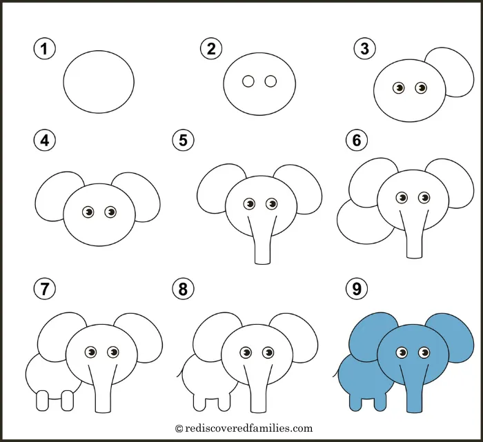 Easy Animals To Draw For Kids Rediscovered Families   8 Elephant Tutorial.webp