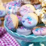 close up of unicorn Oreo cookies