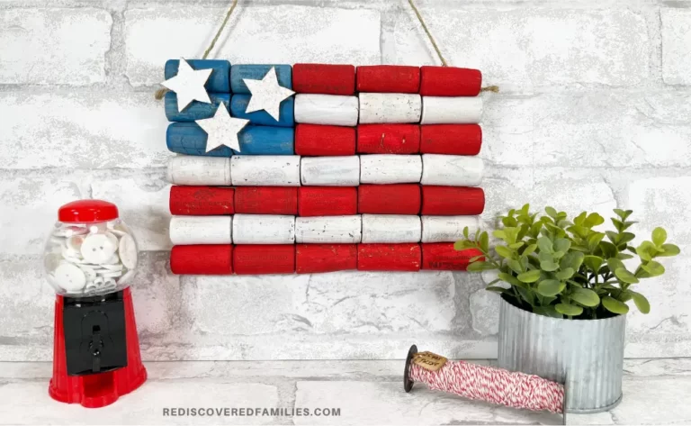 finished cork american flag craft hung aabove shelf