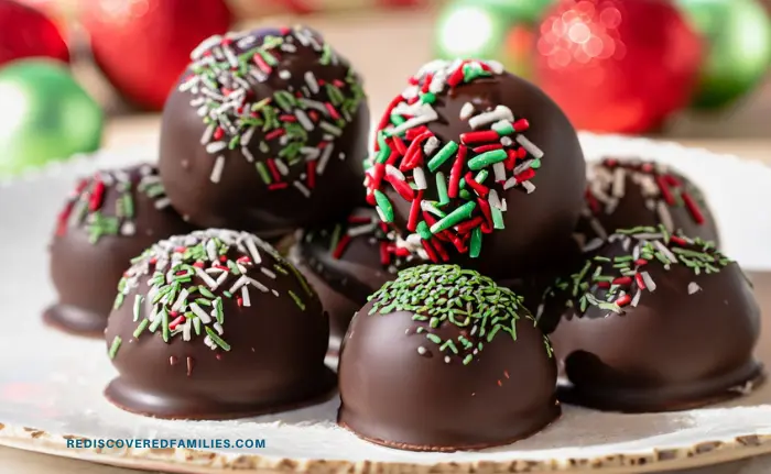 A plate of CHristmas Oreo balls