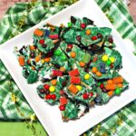 a white plate filled with leprechaun bark