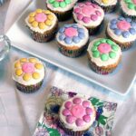 finished Mother's Day flower cupcakes displayed on a a plate