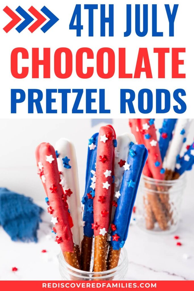 Pinterest pin for a post with Patriotic pretzels recipe