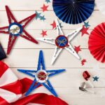 the clothespin stars arranged with patriotic decorations