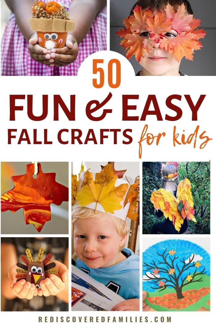 pinterest pin for a post with fall crafts for kids