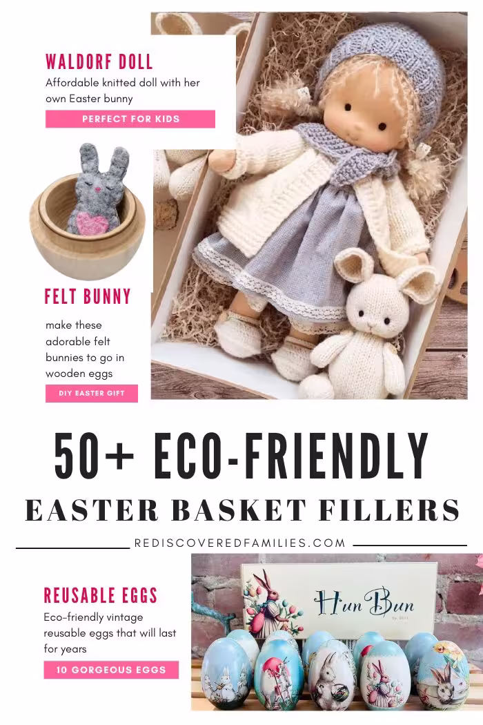 pinterest collage pin for a post about creating a Eco-Friendly Easter Basket