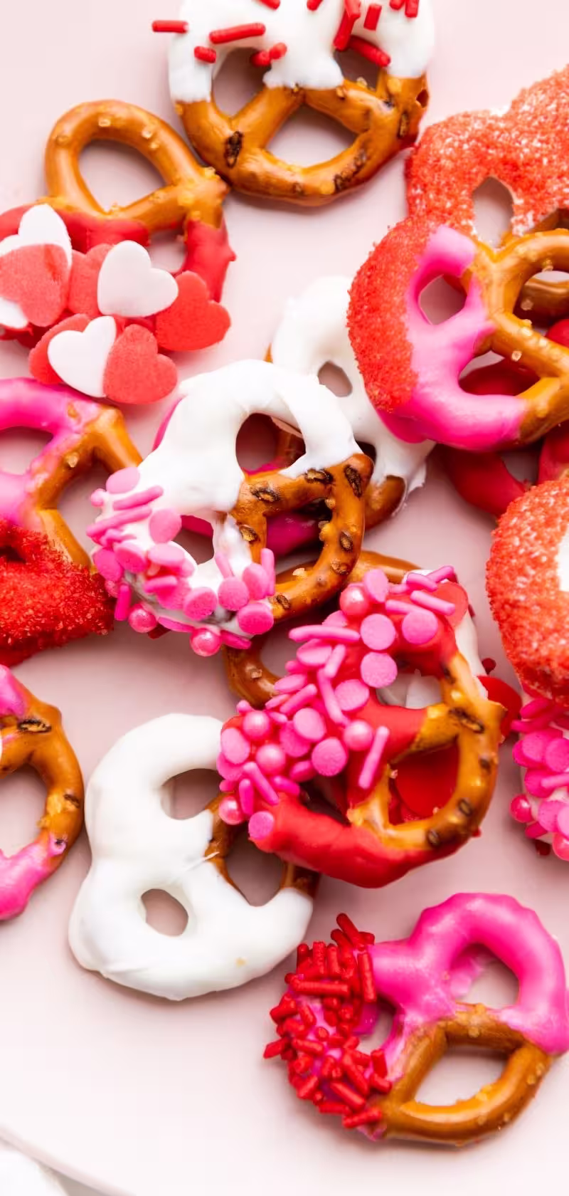 close up of decorated pretzels