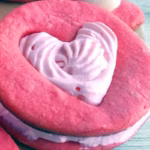 close up of finished heart sandwich cookies