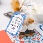 A finished S'more bag with gift tag- tied and ready to go.
