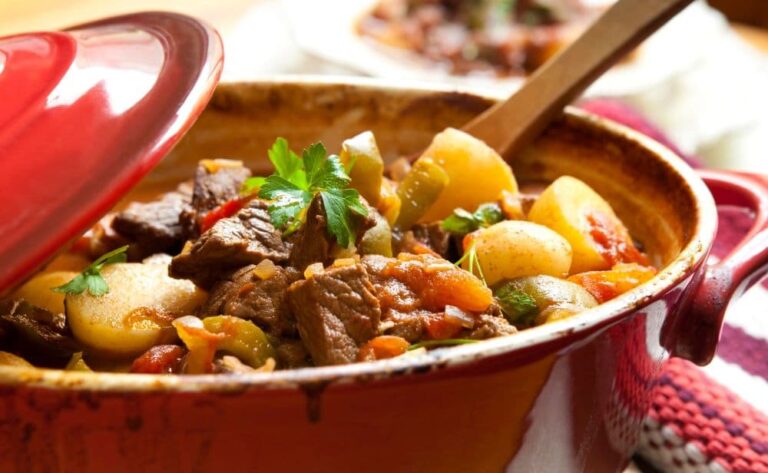 A delicious crockpot dinner ready to serve