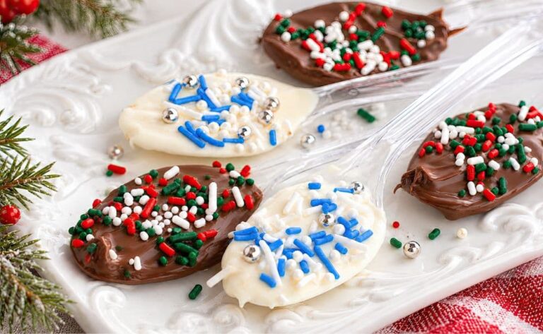finished hot chocolate spoons displayed on a white dish