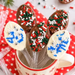 finished hot chocolate spoons in a Christmas mug